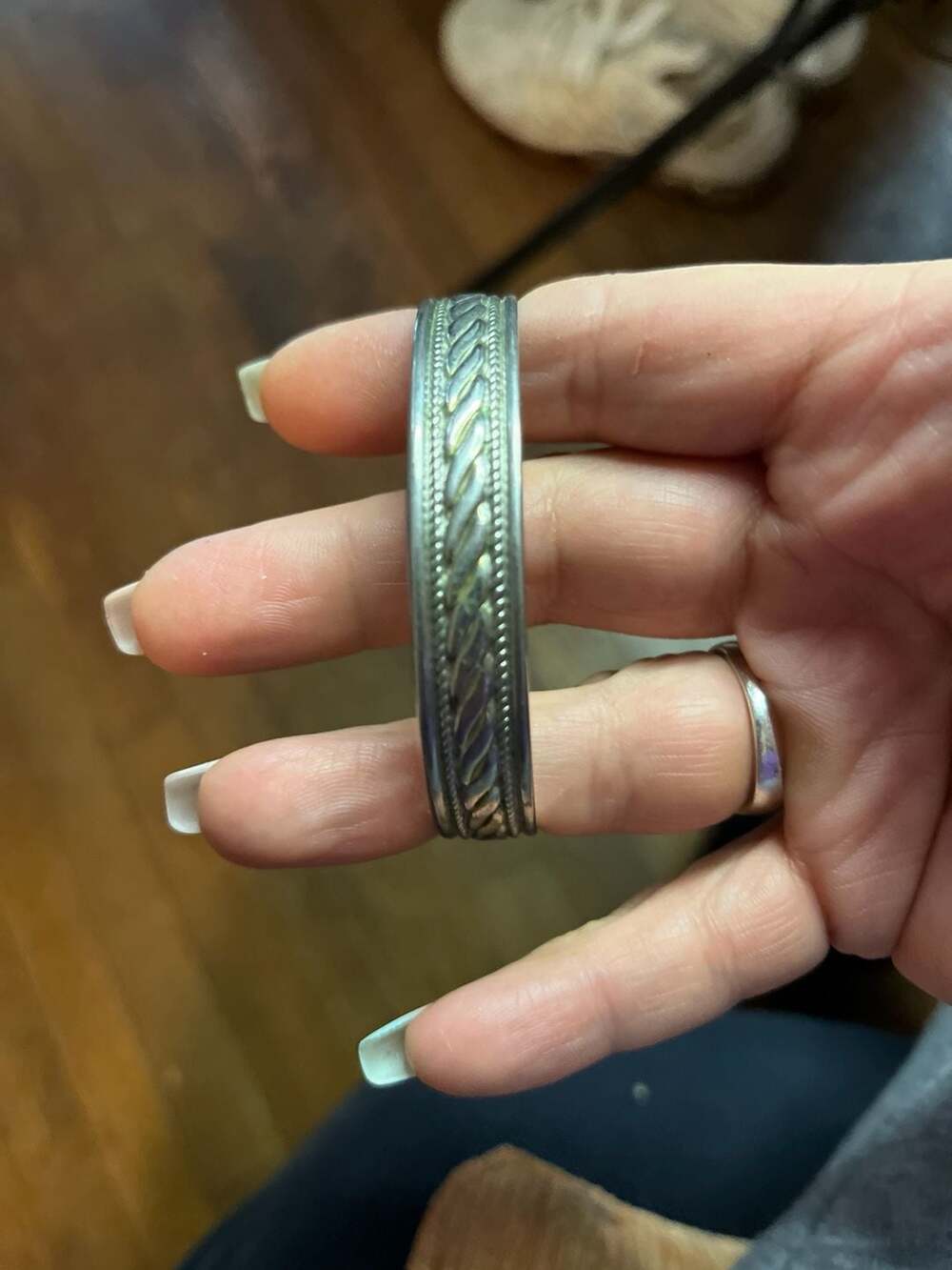Vintage Sterling Silver Twisted Rope Cuff Bangle Bracelet